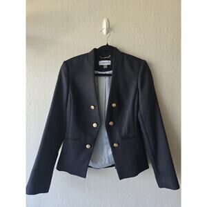 Calvin Klein Women's Double-Breasted Black Blazer Gold Buttons Size 2